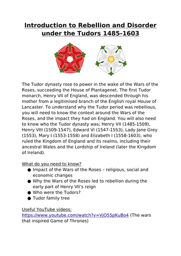 OCR Tudor Rebellions | Introduction | Teaching Resources