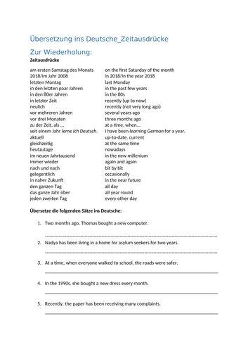 A-Level Translation into German | Teaching Resources