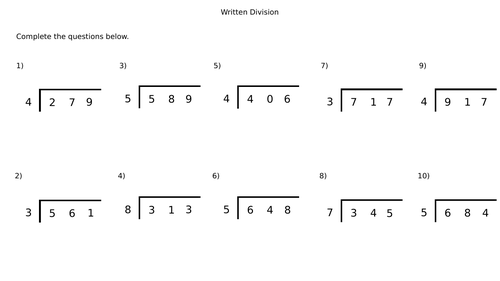 Written Division (3-digit by 1-digit) Worksheets | Teaching Resources