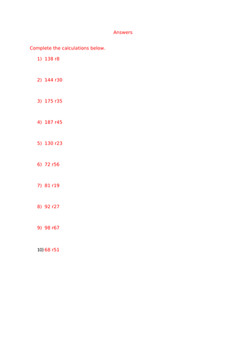 written division 4 digit by 2 digit worksheets teaching resources