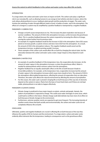 AQA A Level Physical Geography Water and Carbon Cycles | Teaching Resources