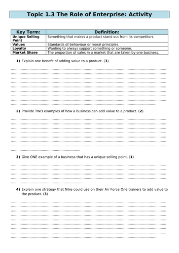 gcse-business-role-of-enterprise-worksheet-teaching-resources