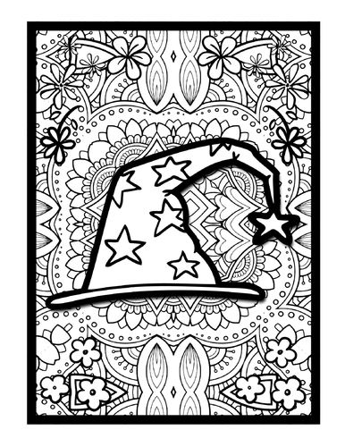 wizard-mandala-colouring-pages-for-kids-hat-and-magic-wand-printable