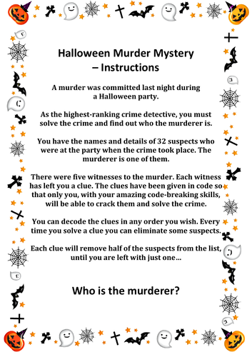 Halloween Murder Mystery Game Teaching Resources