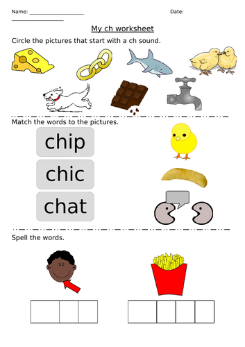 Differentiated Phonics Worksheet - ch sound | Teaching Resources