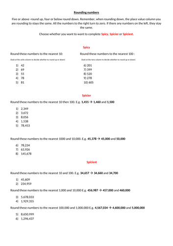 year 6 homework place value