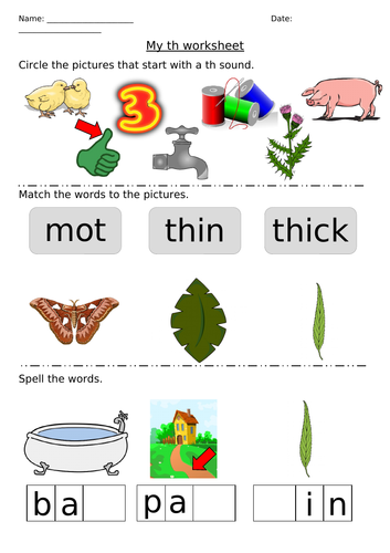 Differentiated Phonics Worksheet - th sound | Teaching Resources