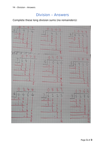 Y4 Maths - Division