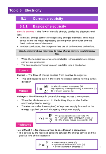 AQA A/AS Level Physics Revision Notes | Teaching Resources