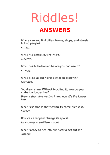 Riddles | Teaching Resources
