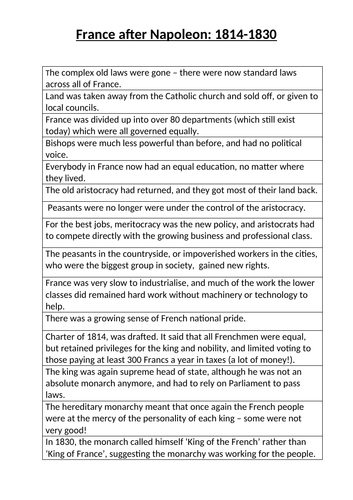 The French Revolution: Did it change France for the better? (End of topic assessment)