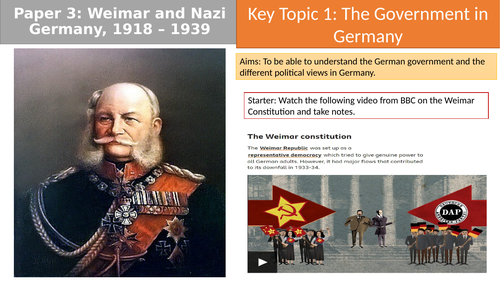 EDEXCEL GCSE Weimar and Nazi Germany, 1918 – 1939 Key Topic 1 ...