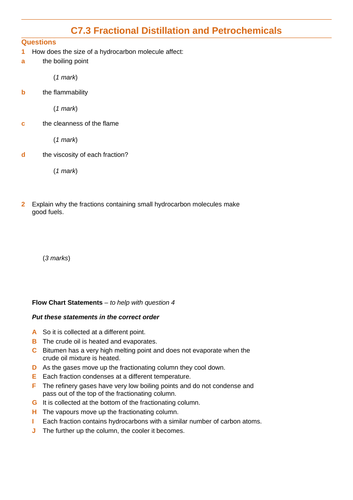 C7 Organic Chemistry - AQA GCSE Combined Science (9-1) | Teaching Resources