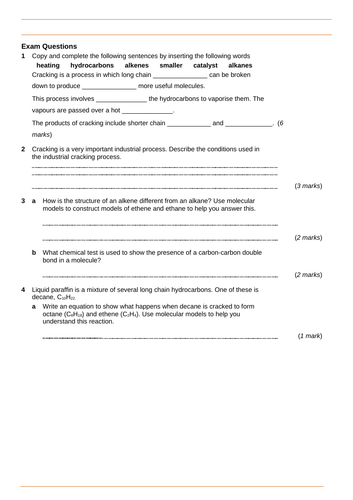 C7 Organic Chemistry - AQA GCSE Combined Science (9-1) | Teaching Resources