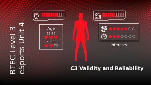 BTEC Level 3 eSports Unit 4: Health Wellbeing and Fitness for eSport Players C3 Validity/Reliability