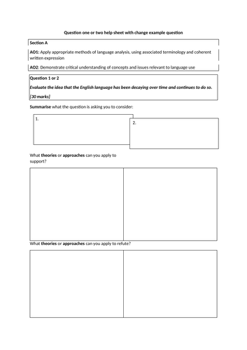 A Level English Language - Language Change Resources Paper 1 and Paper ...