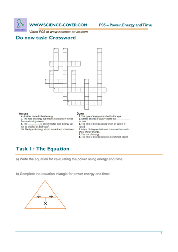 P05 Power Energy and Time (PET Equation) | Teaching Resources