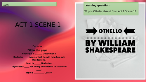 Shakespeare's Othello: CIE IGCSE (Several lessons on Act 1 Scene 1 ...