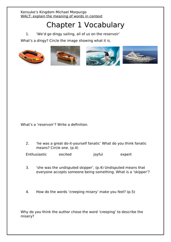 Kensuke's kingdom Guided reading chapter 1 ks2 Michael Morpurgo ...