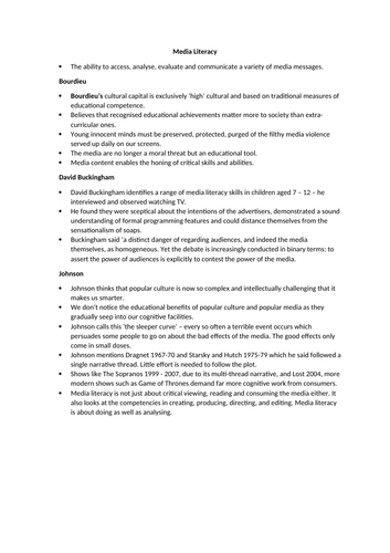 AQA A Level Media Studies Media Theory | Teaching Resources