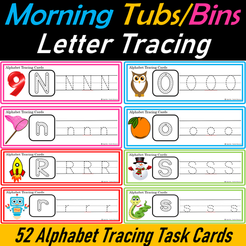 Alphabet/ Letter Tracing Task Cards Morning tubs, Work Bins Phonemic