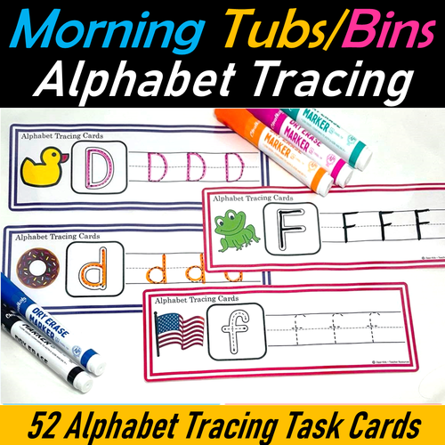 Alphabet/ Letter Tracing Task Cards Morning tubs, Work Bins Phonemic