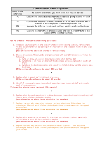 unit 8 recruitment and selection process assignment 2 d3