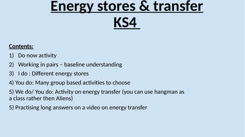 Energy store and energy transfer