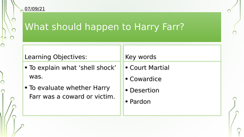 Year 8/9: Was it right to shoot Harry Farr?