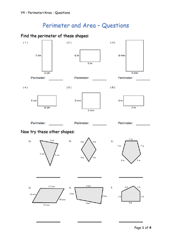 Y4 Maths - Perimeter and Area | Teaching Resources