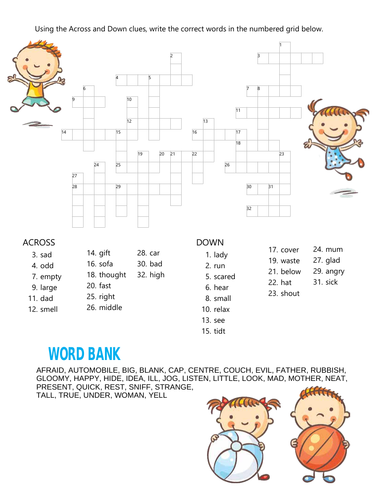 synonym-crossword-teaching-resources