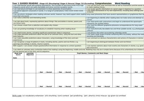 Guided Reading Record Year 1 | Teaching Resources