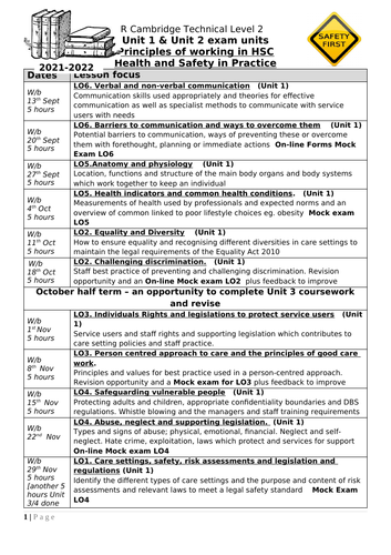 OCR Cambridge Technical Level 2 Health & Social Care Planning ...