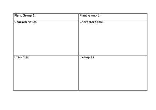 plant classification worksheet