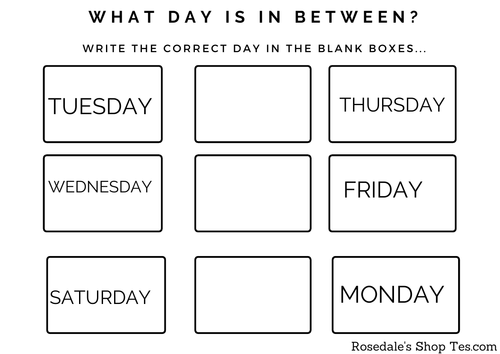days of the week worksheets what day is in between back to school studies free pdf teaching resources