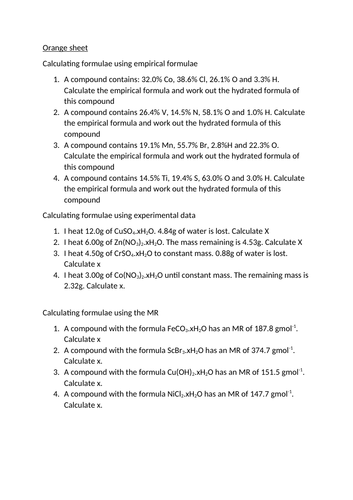 Water of crystallisation practice | Teaching Resources