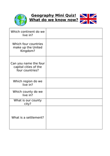 Geography Quizzes Uk And Europe Teaching Resources
