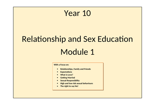 Sex Education Modules Linked To Statutory Guidance For Ks3 And Ks4 Teaching Resources