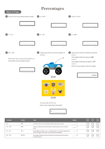 percentages homework year 5