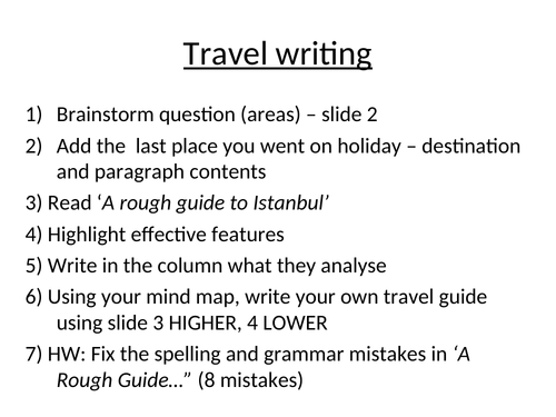 what is travel writing ks3