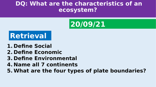 SUSTAINING ECOSYSTEMS - OCR B GEOGRAPHY SCHEME OF WORK