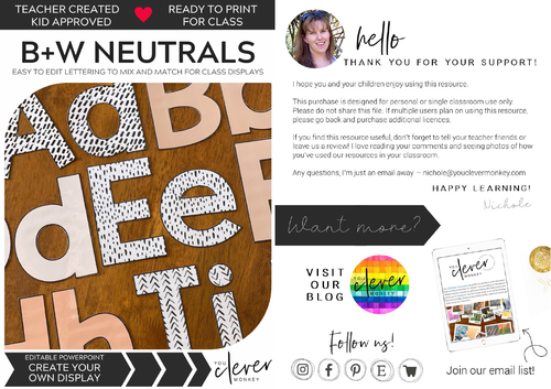 B+W NEUTRALS Lettering Pack | Teaching Resources