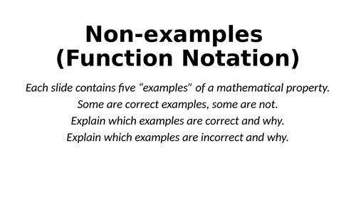 Non-Examples - Function Notation | Teaching Resources