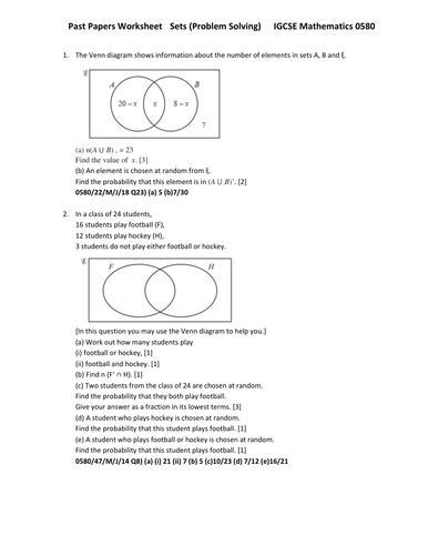 Cambridge IGCSE Mathematics 0580 Topic Wise Past Paper Worksheets with ...