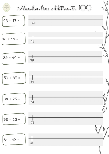 number-line-addition-to-100-worksheets-teaching-resources