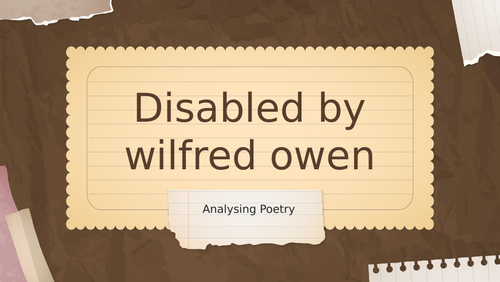 Disabled Poem Analysis | Teaching Resources