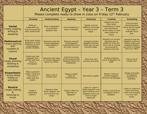egyptian homework grid