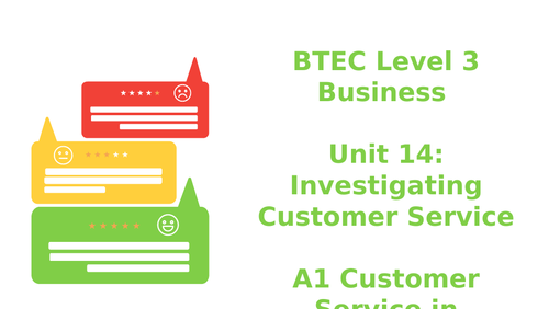 BTEC Level 3 Business Unit 14: Investigating Customer Service A1 Customer Service in Business