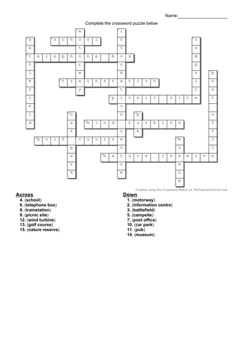Map symbols crossword Teaching Resources