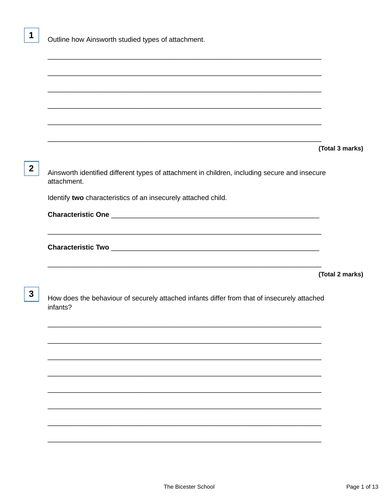 AQA A-Level Psychology Attachment – Cultural Variations | Teaching ...